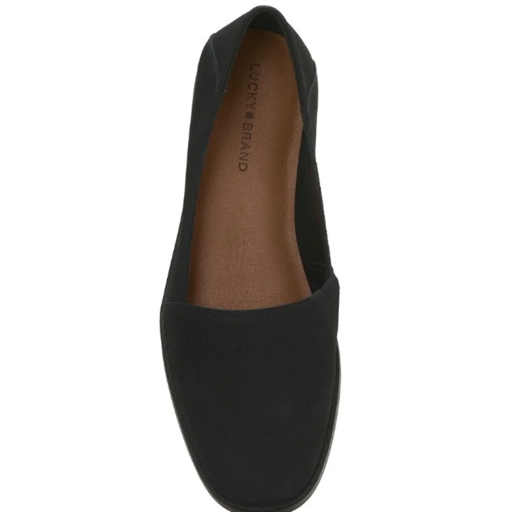 Lucky Brand® (Women's SIZE 7) Harping™ Flat in Black Nubuck Leather -‎ $89